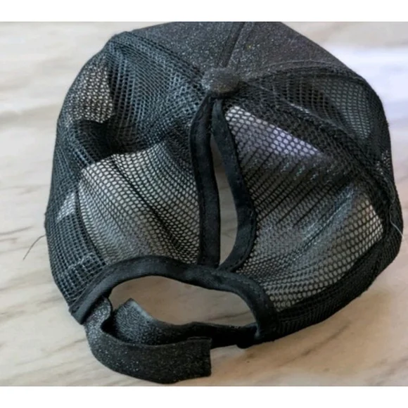 Blessed Buffalo Plaid Patch Trucker Hat Black Glitter Mesh Back Snapback Cap - Picture 3 of 3